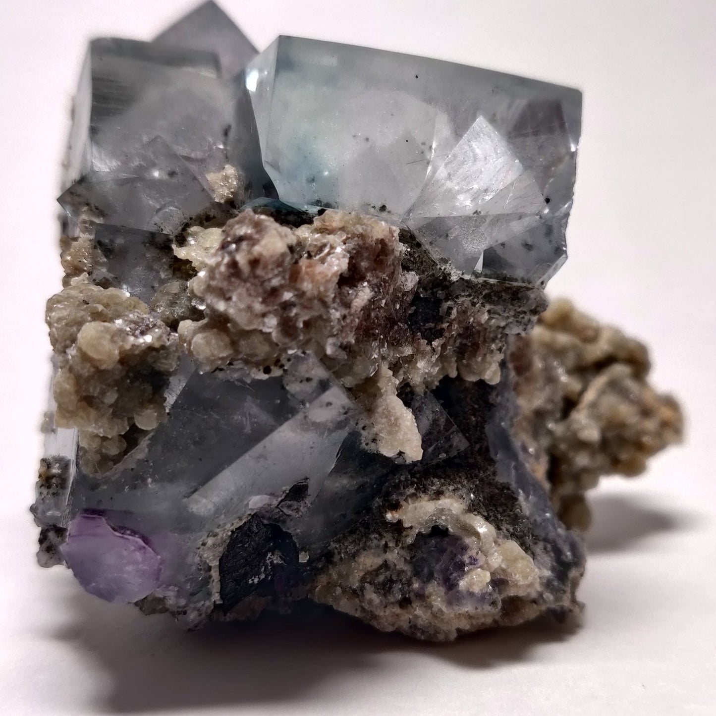 Phantom Quartz in Blue Fluorite w/Purple Fluorite on Matrix, Yaogangxian Mine, Hunan, China