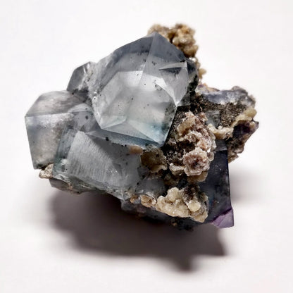 Phantom Quartz in Blue Fluorite w/Purple Fluorite on Matrix, Yaogangxian Mine, Hunan, China