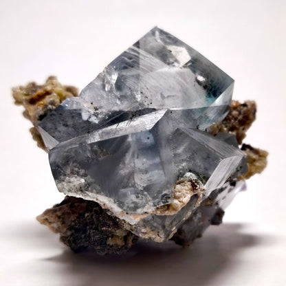 Phantom Quartz in Blue Fluorite w/Purple Fluorite on Matrix, Yaogangxian Mine, Hunan, China