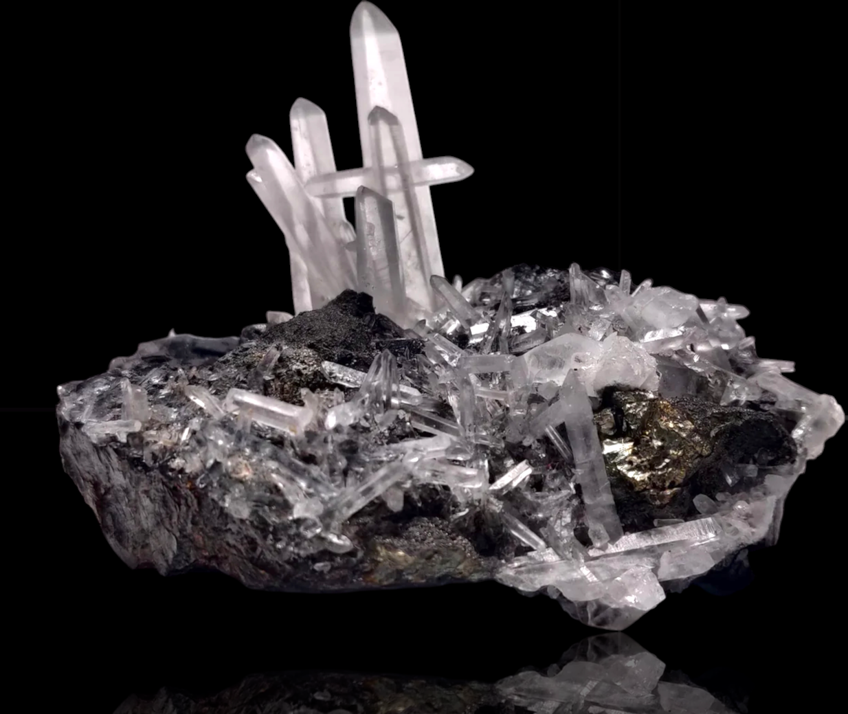 Crystal formation on a dark background