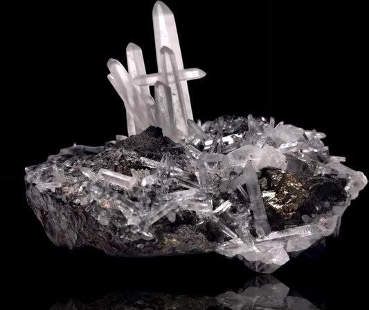 Crystal formation on a dark background