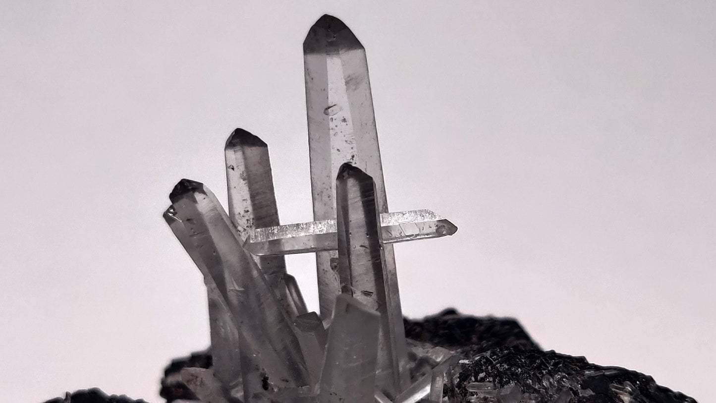 Quartz on Sphalerite w/ Iron Pyrite from the historic Quiruvilca Mine, Peru.