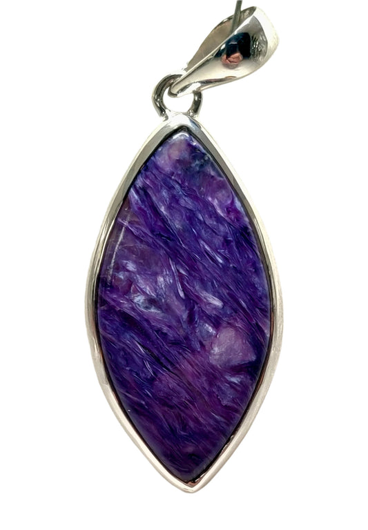 Charoite, 925 Sterling Silver Tear Drop Pendant