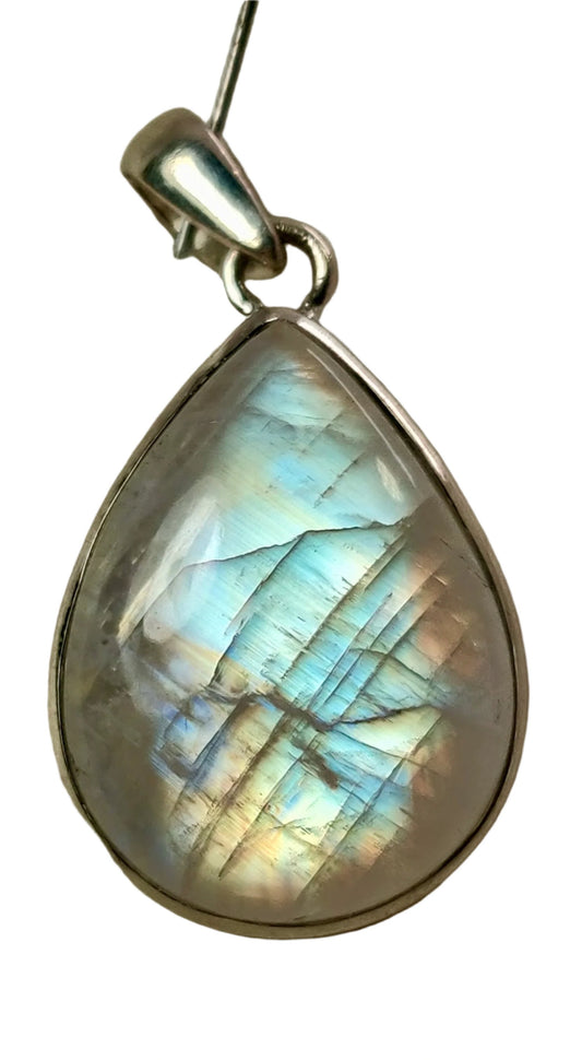 Labradorite Pendant, 925 Silver – Chain Included