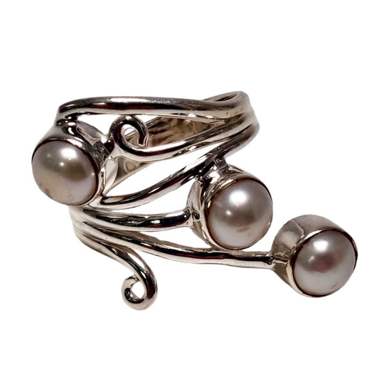 Freshwater Pearl & 925 Sterling Silver Ring - Size 9