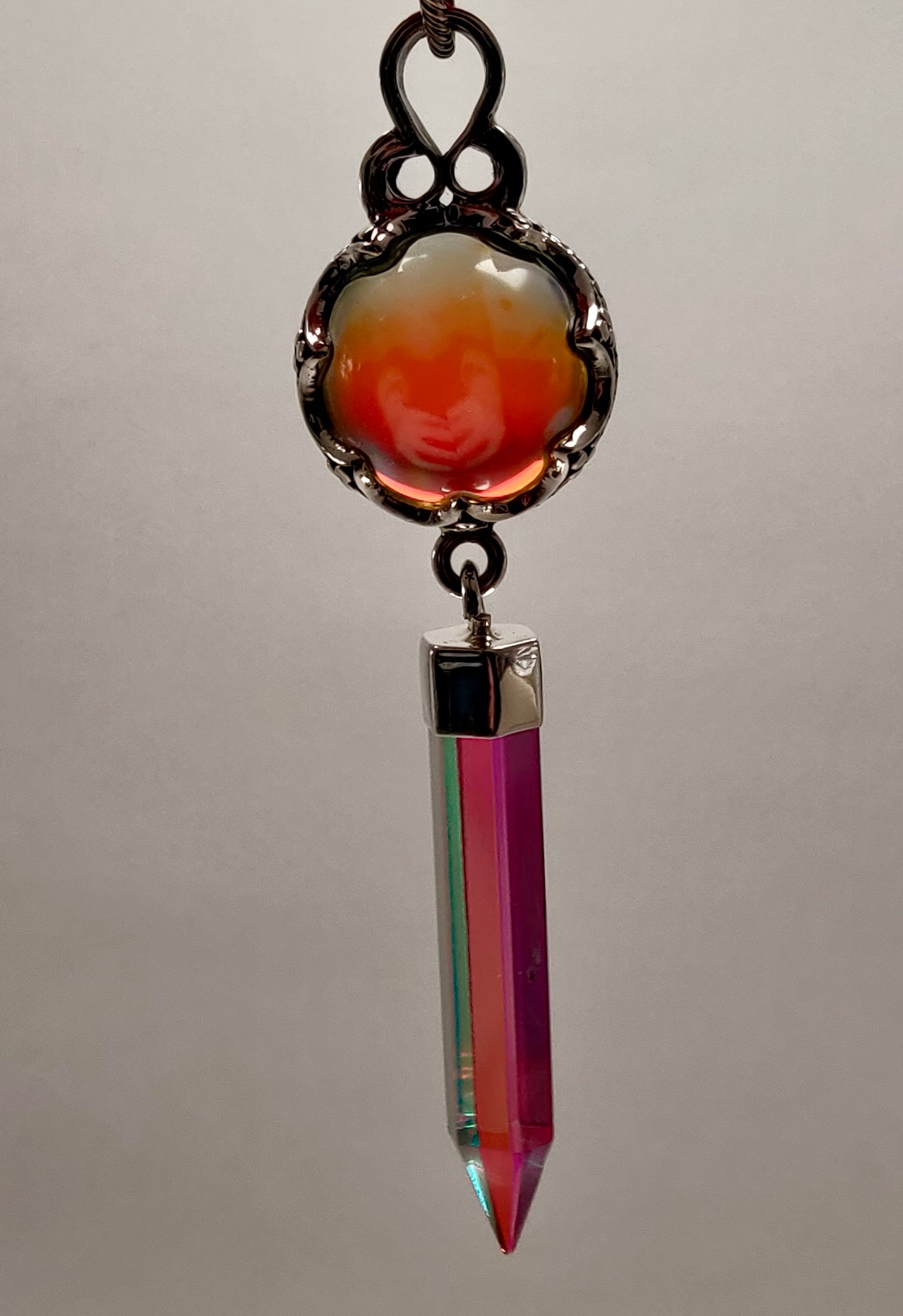 Rainbow Aura Pendant/Keychain, 925 Sterling Silver