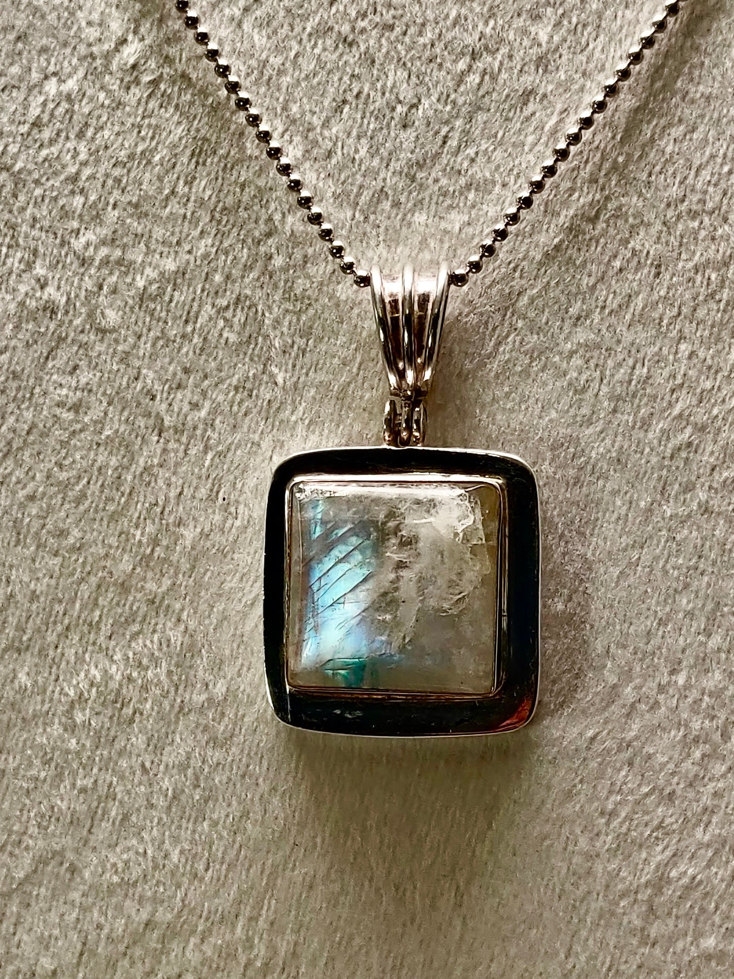 Moonstone Pendant, 925 Silver – Chain Included