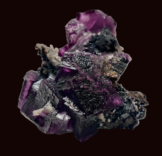 Royal Purple Fluorite on Galena & Sphalerite — Elmwood Mine, Tennessee (218g)