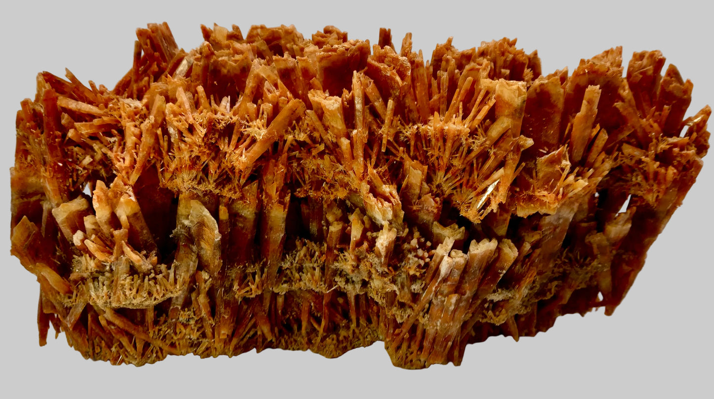 Close-up of a brown, porous mineral or rock sample on a neutral background