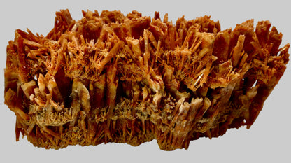 Close-up of a brown, porous mineral or rock sample on a neutral background