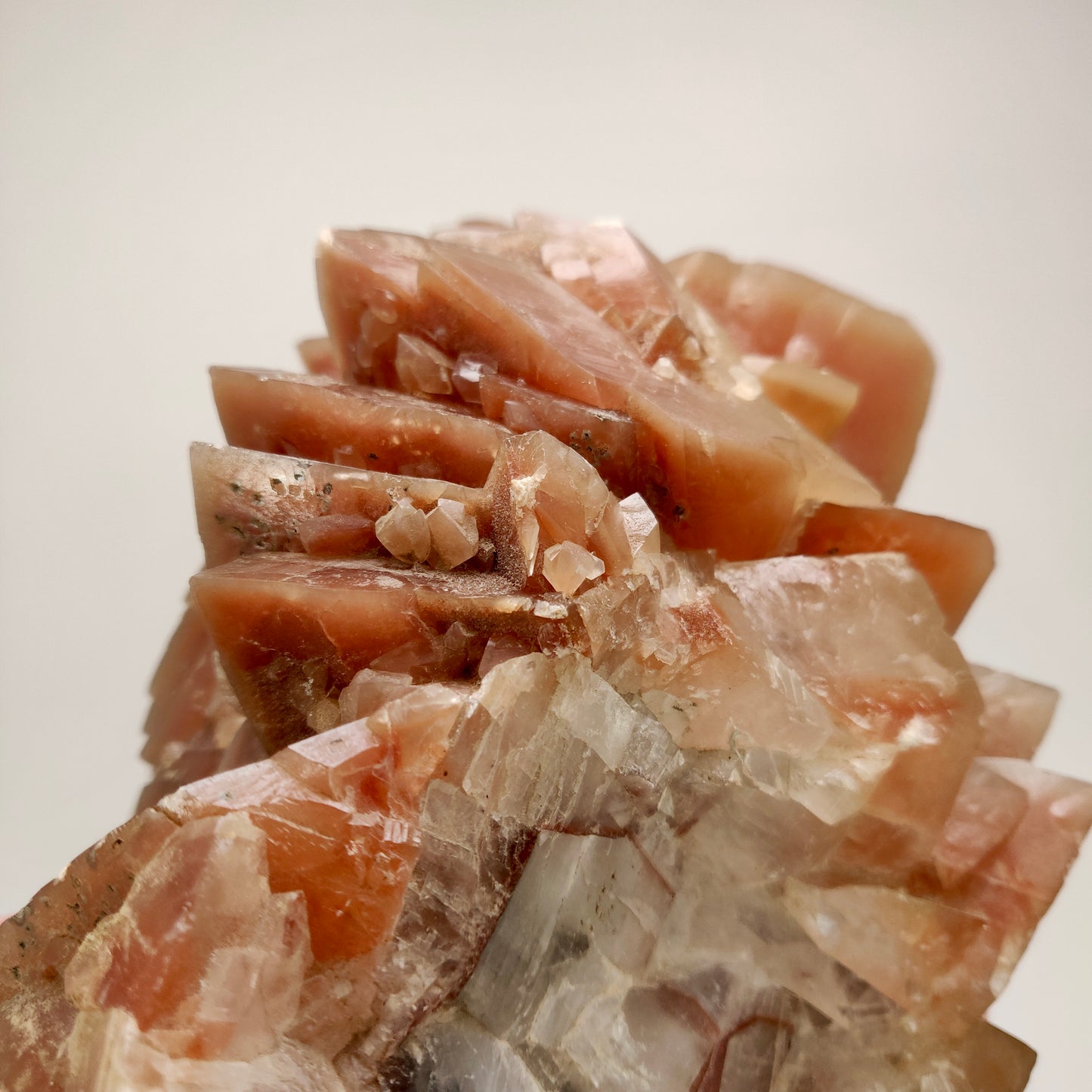 Close-up of a crystal formation with a white background