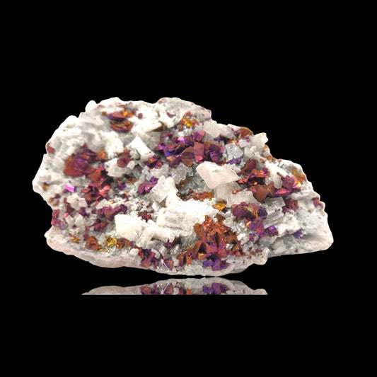 Collector's Grade: Iridescent "Rainbow" Chalcopyrite on Calcite, Baisha Copper Mine, China
