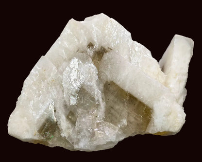 A small cabinet-sized mineral specimen of baryte from the Xiefang Mine, China. The image shows a cluster of tabular, spear-shaped crystals featuring a "two-generation" growth habit. The inner core of the crystals is a translucent, gemmy honey-yellow, while the outer edges are coated in a stark, opaque ivory-white secondary growth. The top of the main crystal shows a flat, matte-textured horizontal cleavage plane. 
