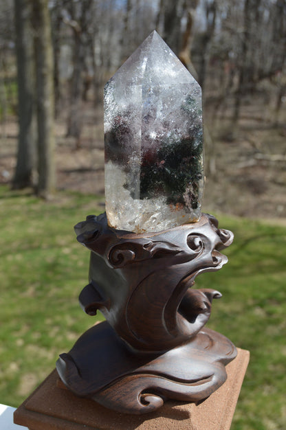 Large Garden Quartz Freeform with Custom Stand, Statement Piece.  A collector's dream!!