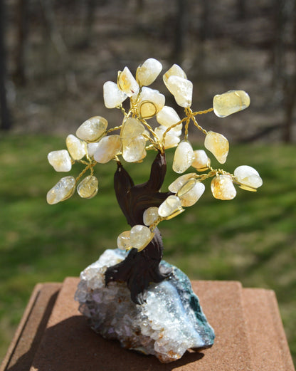 Citrine Crystal Tree on Amethyst base