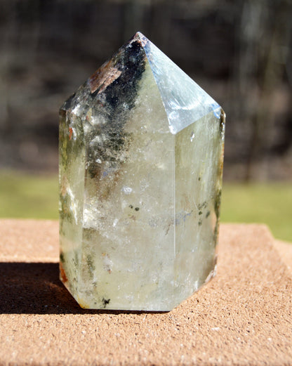 Garden Quartz/Lodolite Phantom with Rainbows and Hematite/Chlorite inclusions