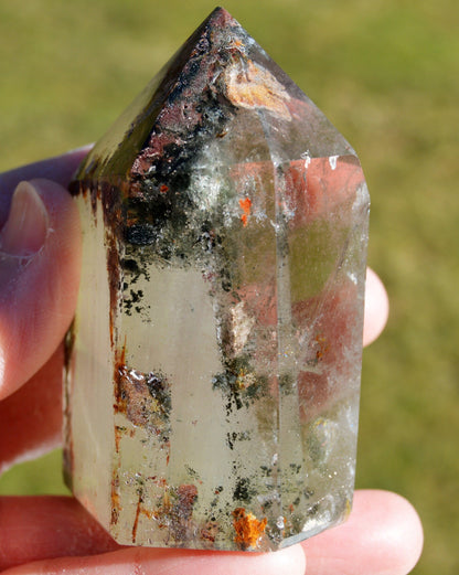 Garden Quartz/Lodolite Phantom with Rainbows and Hematite/Chlorite inclusions