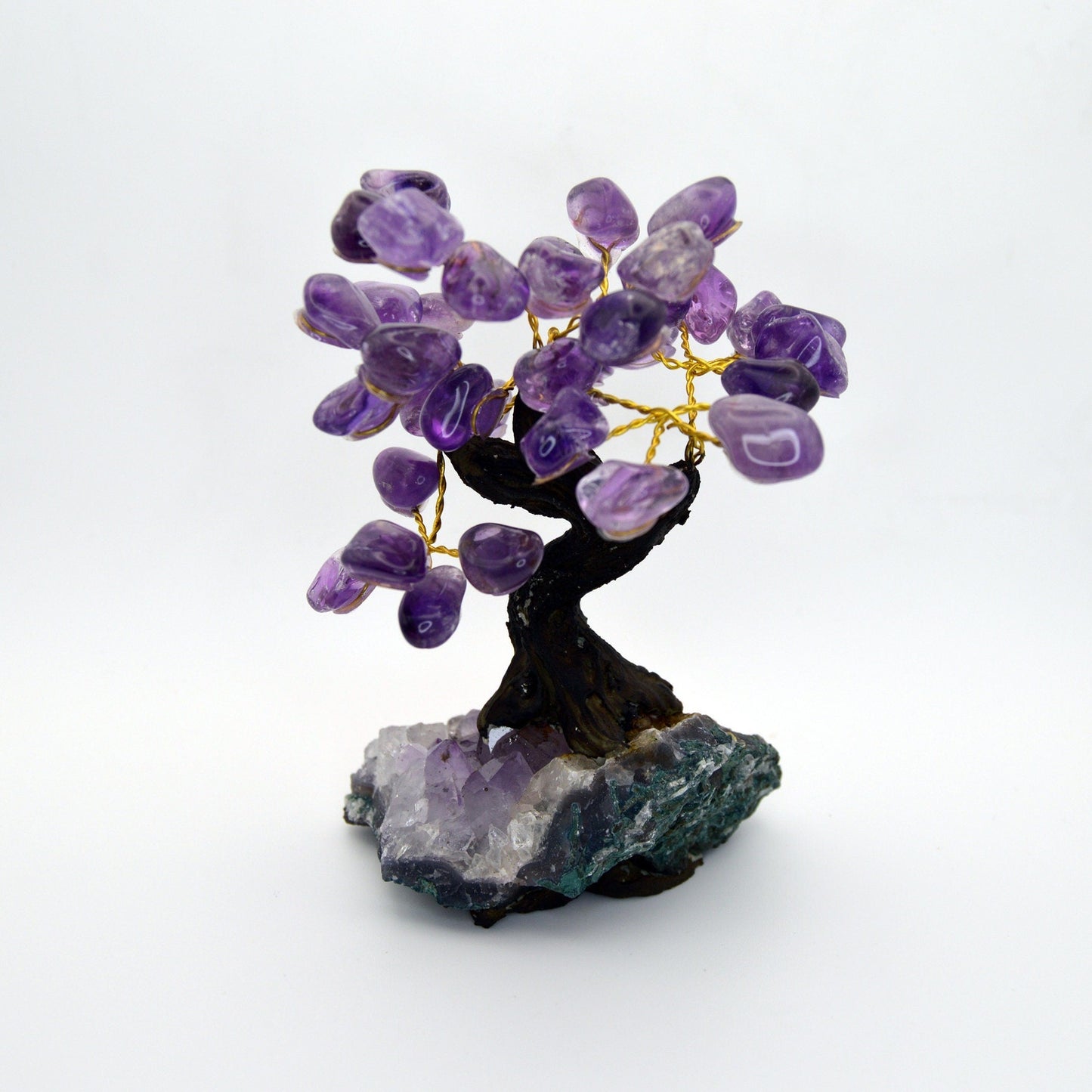 Handmade Amethyst Gemstone Tree on Amethyst cluster base