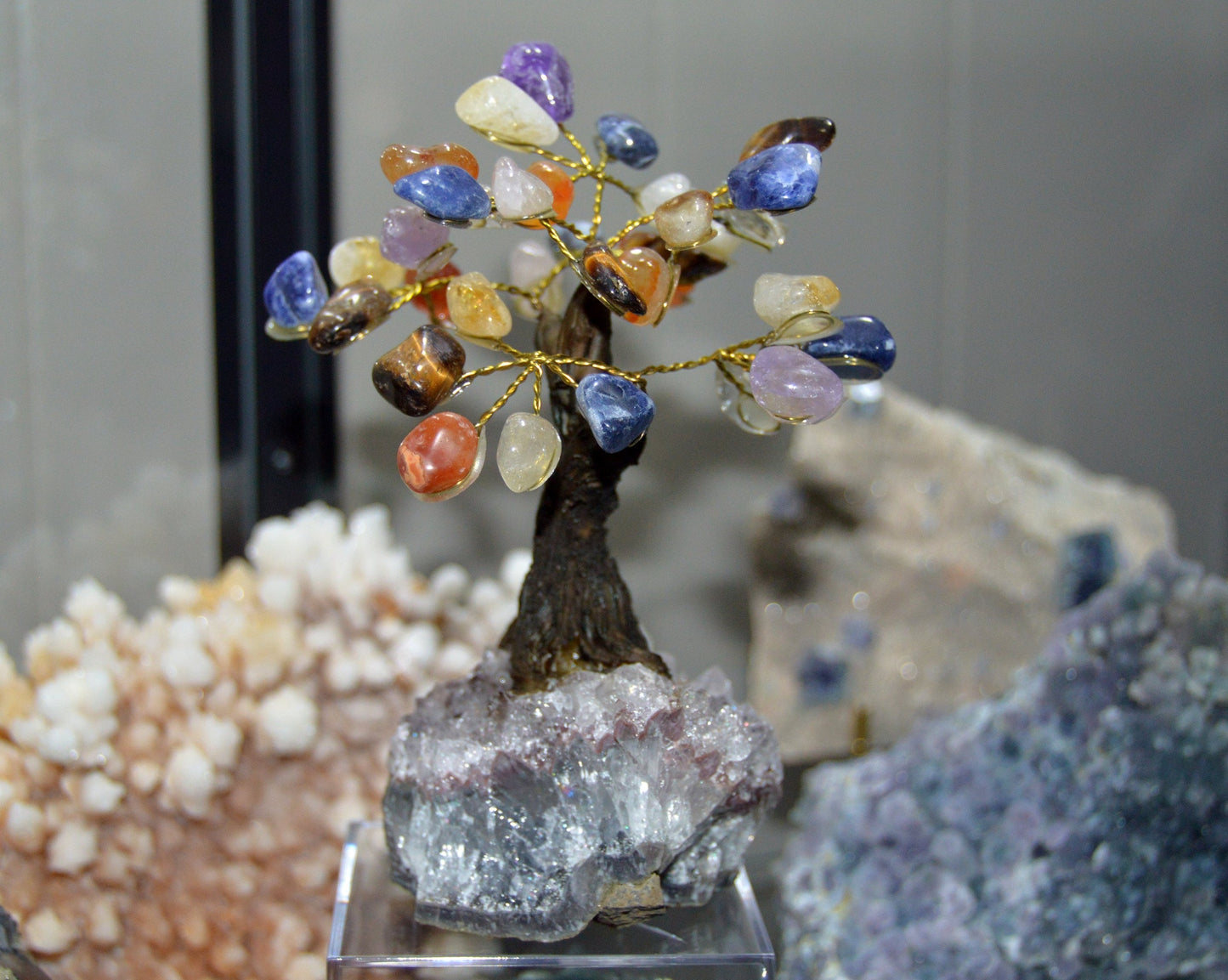 Handmade Chakra Crystal Tree on Amethyst Base