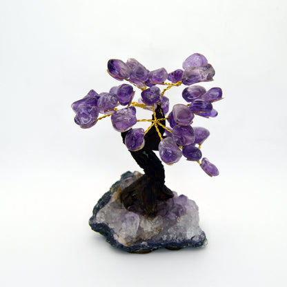 Handmade Amethyst Gemstone Tree on Amethyst cluster base