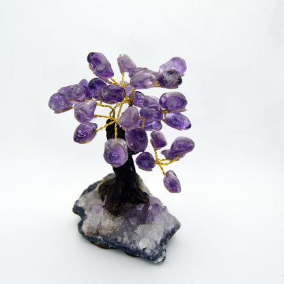 Handmade Amethyst Gemstone Tree on Amethyst cluster base