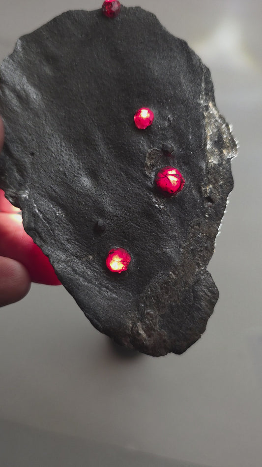 "Red Embers" Almandine Garnet in Graphite | Massachusetts, USA