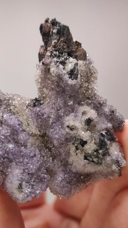 Purple Fluorite with Calcite - Potosí Mine, Santa Eulalia, Mexico